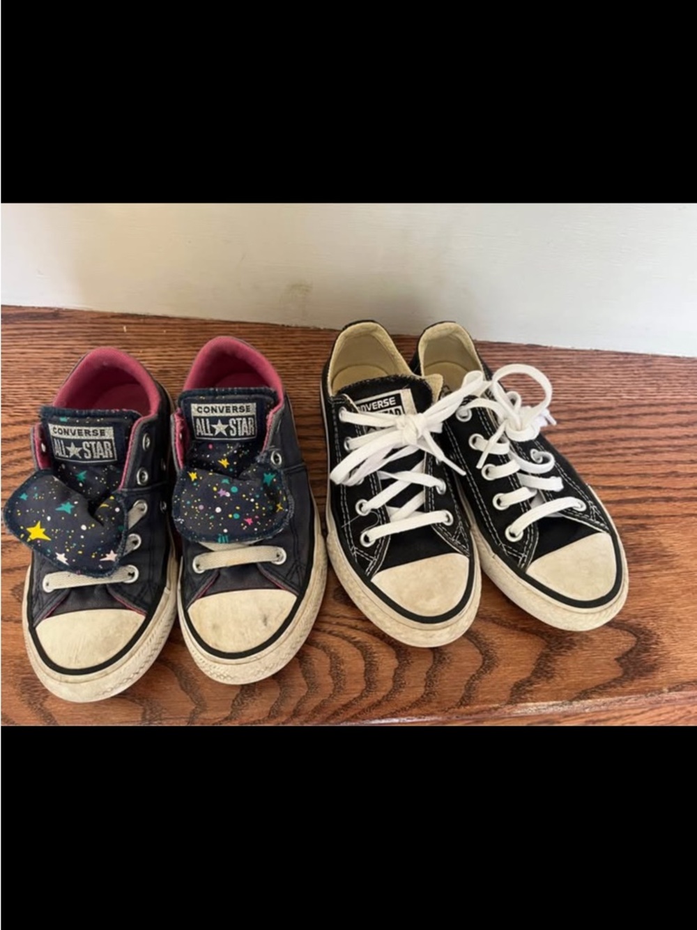Converse Kids Black Sneakers with Star-Pattern Accent youth 10.5 and youth 11